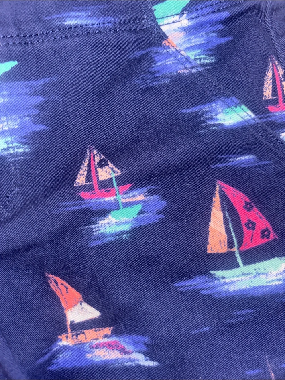 Gymboree Navy Sailboat Print Kids Shorts with Pink & Teal Accents